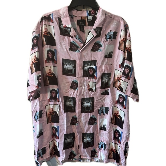 - H&M Notorious BIG Button down short sleeve shirt men’s XL EUC - Picture 1 of 8